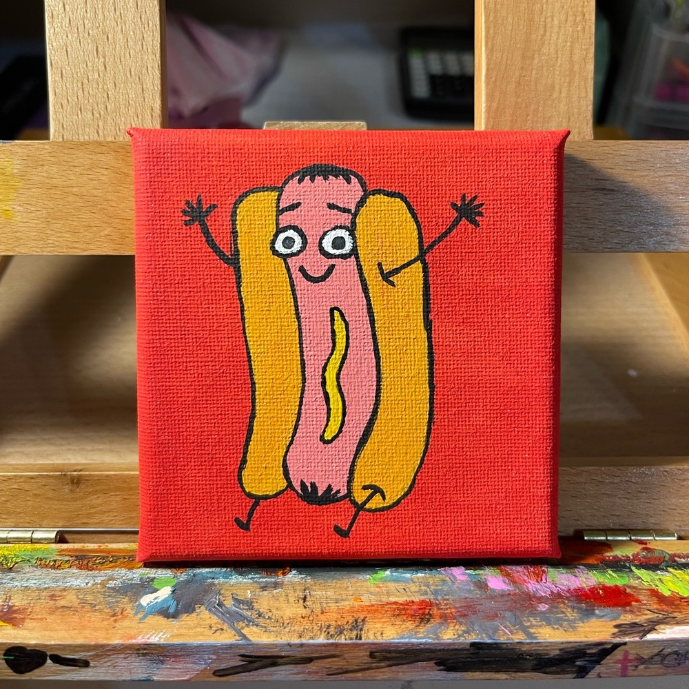 Mini Hotdog Acrylic Painting